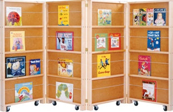 KIDS MOBILE LIBRARY BOOKCASE - 4 SECTIONS FOR WAITING ROOMS
