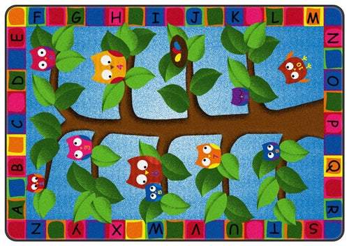 Alphabet Owls Kids Educational Area Rug -Made in USA