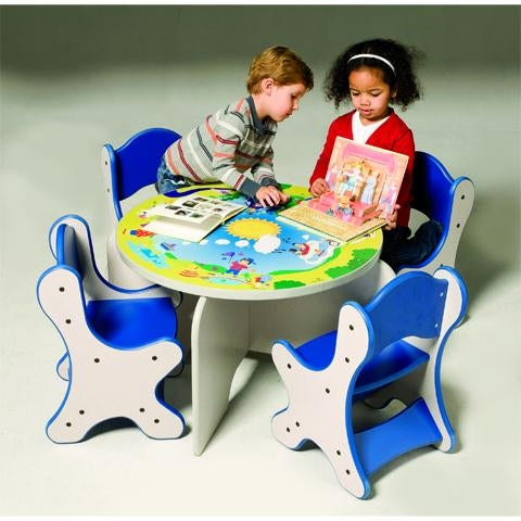 HARMONY PARK TABLE & 4 Blue CHAIRS