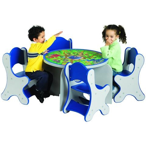 SAFARI ADVENTURE TABLE & 4 Blue CHAIRS