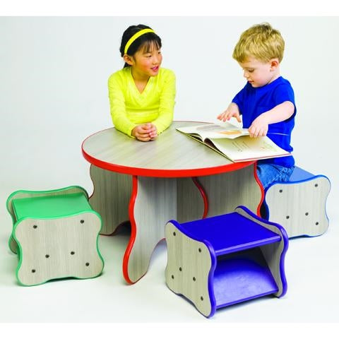 Children's Wavy Legs Table & 4 stools