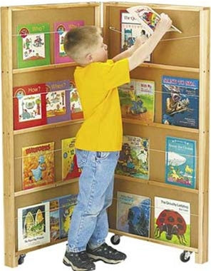 KIDS MOBILE LIBRARY BOOKCASE - 2 SECTIONS FOR WAITING ROOMS