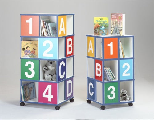 GRESSCO Mobile 3 Tier ABC/123 Book Caddy w/4 Casters-Made in USA