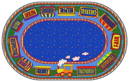 The Good Friend Train Kids Educational Oval Rug