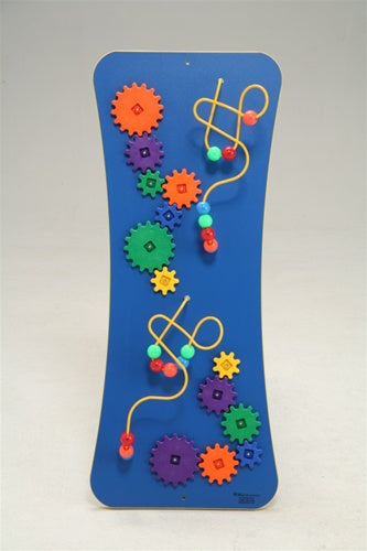 Blue Loco-Motion Wall Panel Toy-Wires, Beads, and Gears, Made in USA